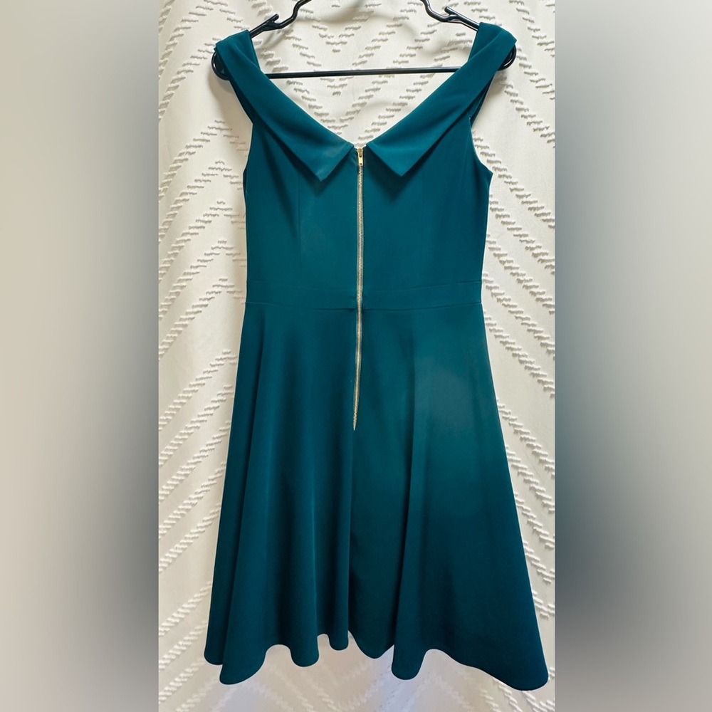 Xscape Teal Off the Shoulder Dress Size 4 - Picture 4 of 6